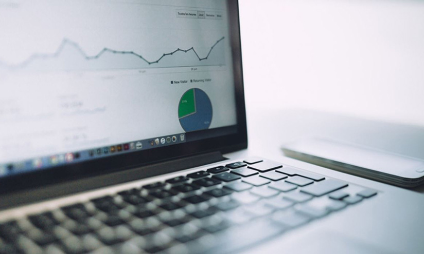 Analytics showing on a laptop screen