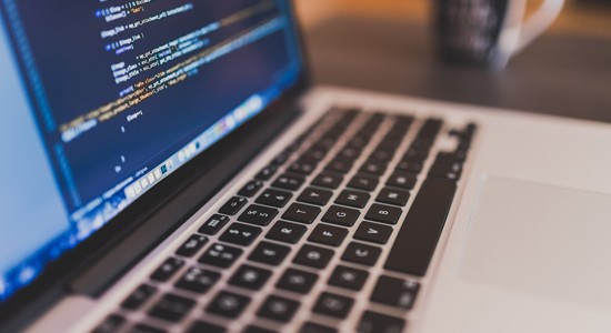 Code showing on a laptop screen