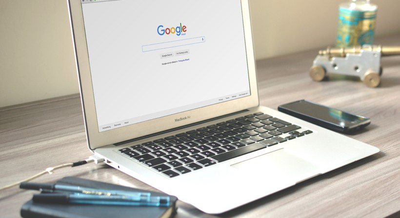 Laptop with Google search on screen 