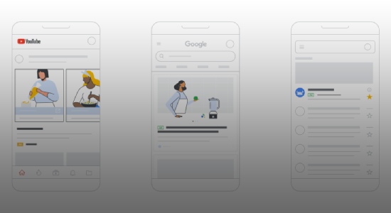 Click on this image portraying three different paid ad types on smartphone illustrations to read our 'complete guide to Discovery Ads' 