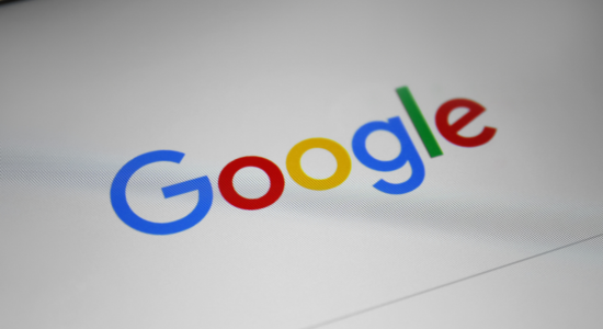 The Google logo on computer screen