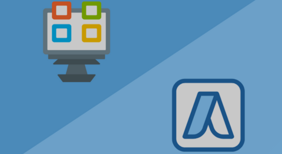 The Microsoft Ads icon and Google Ads icon on a split blue background