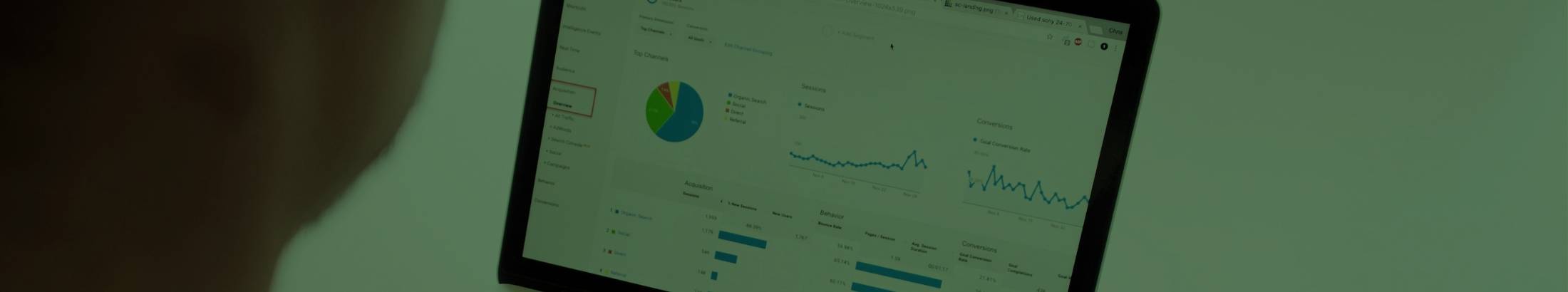 Someone looking at an analytics UI on a laptop.