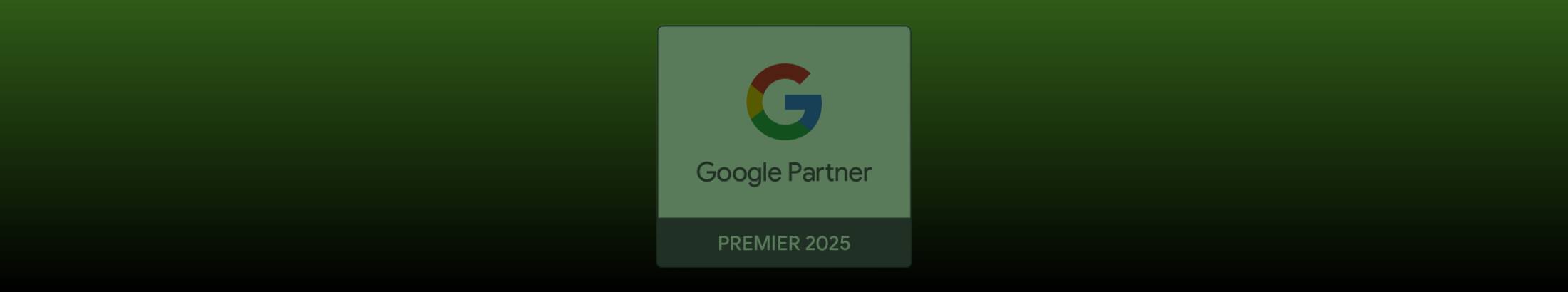 The Google Premier Partner icon on a black-to-green gradient background