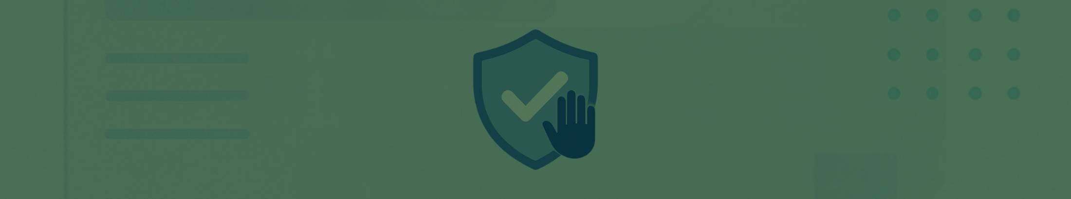 Illustration of a blue shield with a white checkmark and a raised blue hand symbol