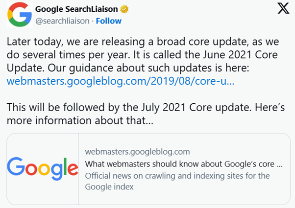 Google team social post 