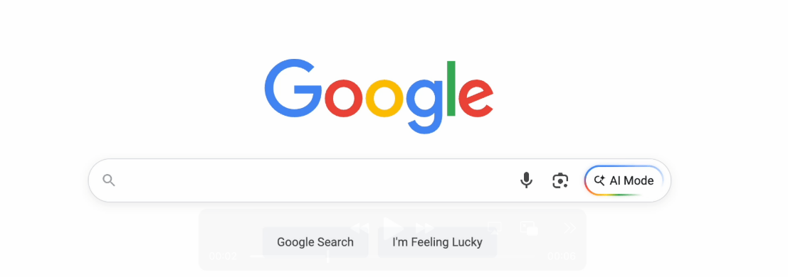 Example of AI Mode button in Google's main search bar