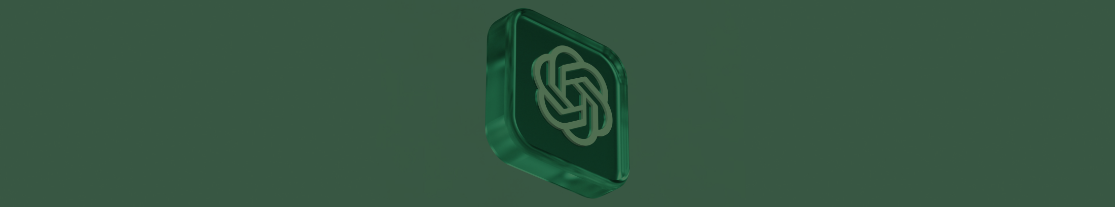 The ChatGPT logo on a translucent green tile against a grey background - with a satin green filter