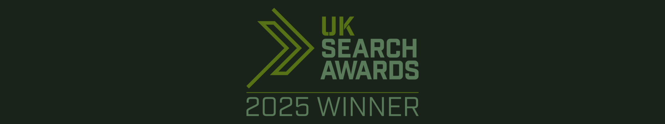 UK Search Awards "Winner" creative asset for 2025 against a grey background