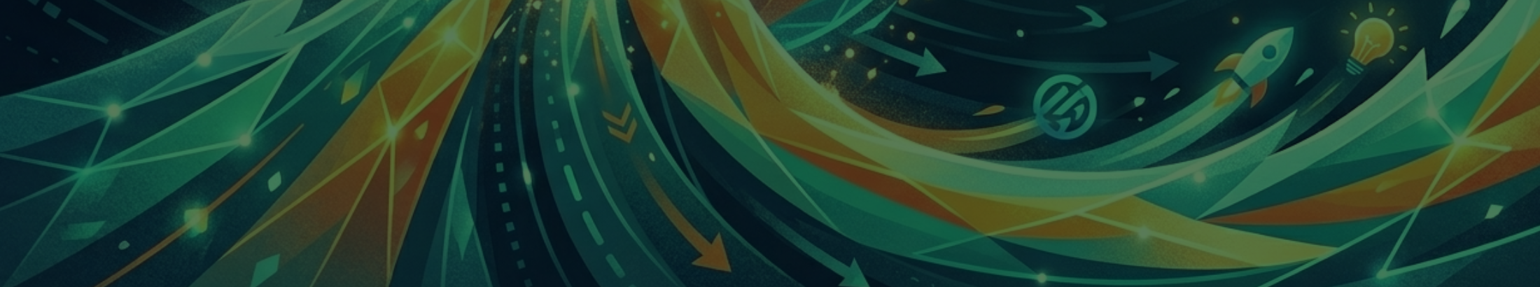 A digital illustration of blue and orange digital waves with the wave breaking into an upward arrow, signifying breaking pattern and bucking the trend