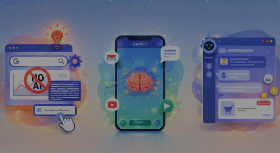 3 graphic representations of major search updates from January 2026 against a sky-like blue background