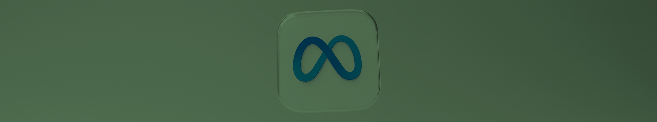 A glossy, 3D block featuring the blue Meta logo, against a shadowy white background