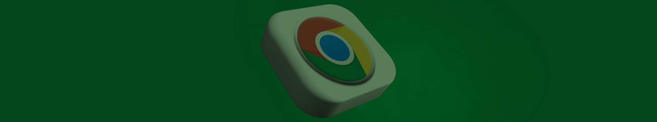 The Google Chrome logo on a 3D tile on a green background