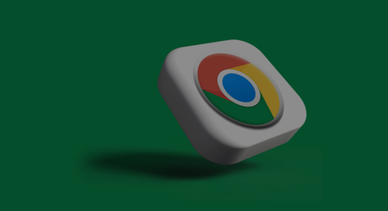 The Google Chrome logo on a 3D tile on a green background