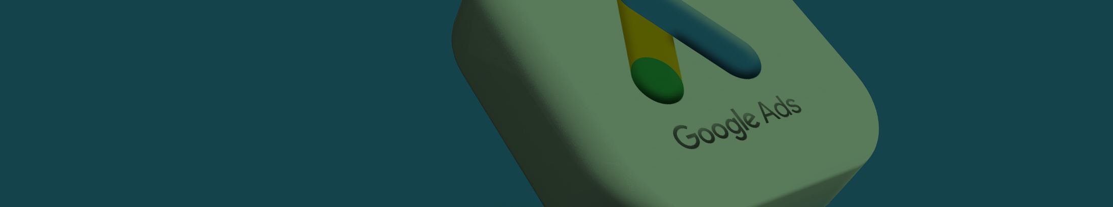Blog post banner image: A 3D white tile graphic featuring the Google Ads logo, set against a blue background.