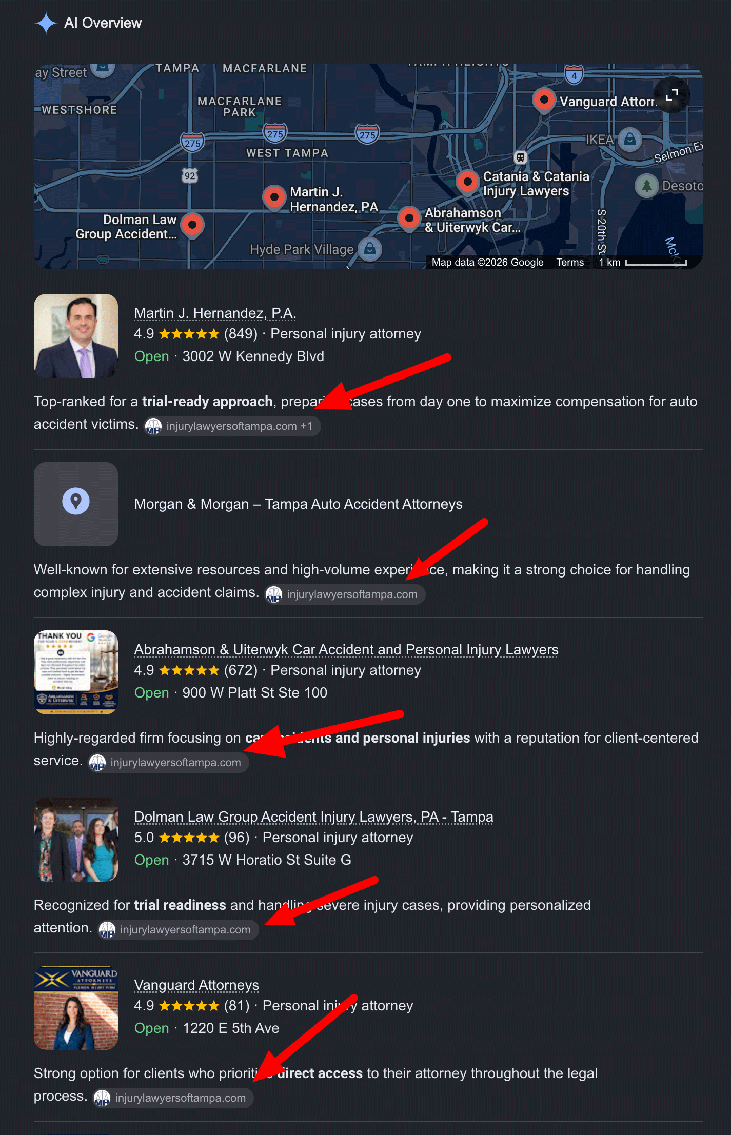 An example of an AI Overview in which a self-serving listicle article has dictated the content.