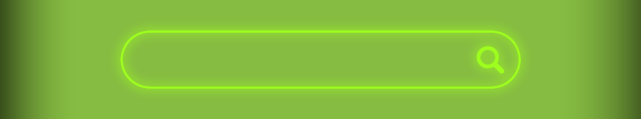 A green, shadowy banner image featuring a lighter, glowing green search bar