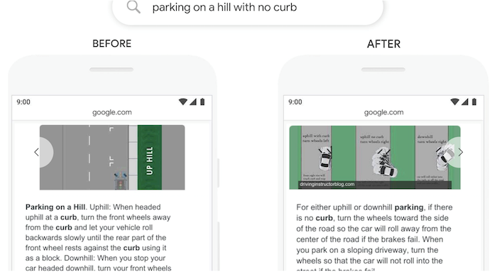 A screenshot showing an example of BERT's features snippet