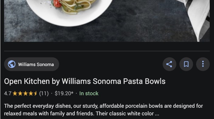 Screenshot of new Google Image search panel