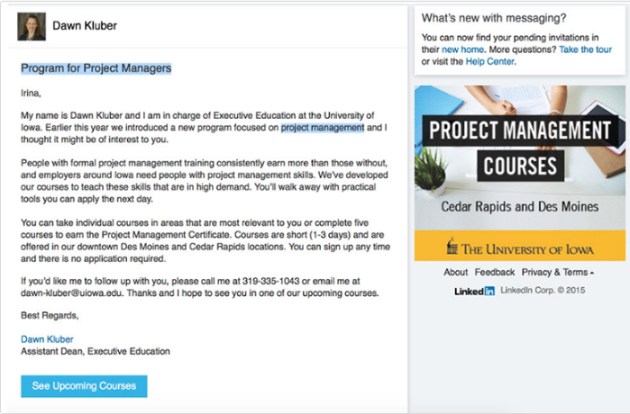 Linkedin message ads