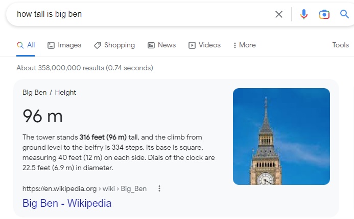 Featured Snippet example