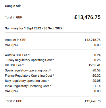 Google Ads Invoice