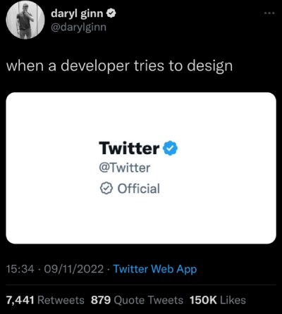 A tweet poking fun at the Twitter Official checkmark design